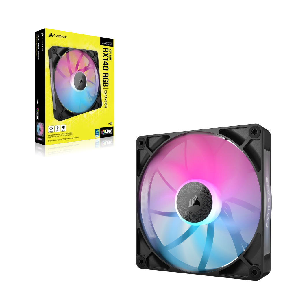 Corsair - Ventoinha Corsair iCUE Link RX140 RGB PWM Preta 140mm