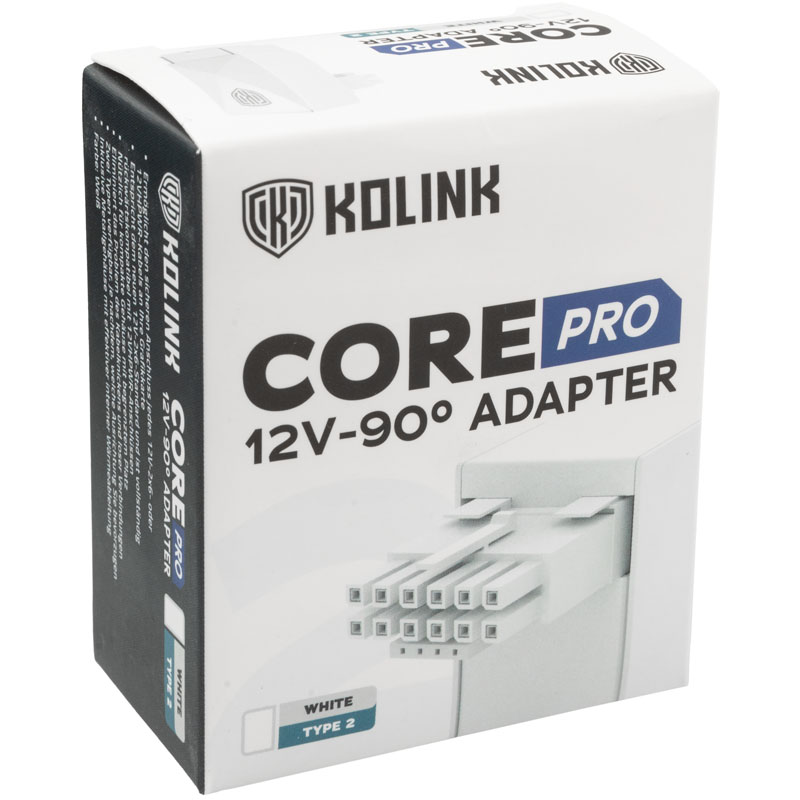 Kolink - Adaptador Kolink Core Pro 12V-2x6 90 Degree - Type 2 - Branco