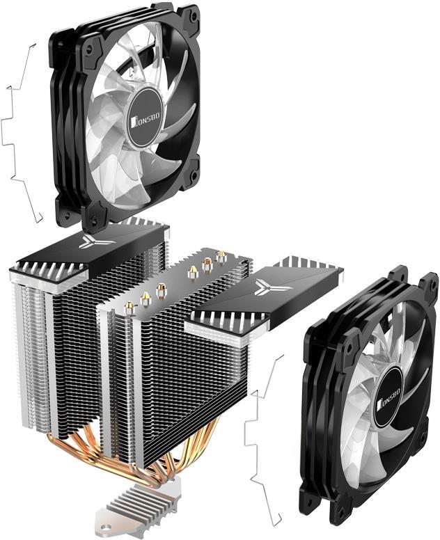 Jonsbo - Cooler CPU Jonsbo CR-3000 ARGB Preto - 2x 120mm