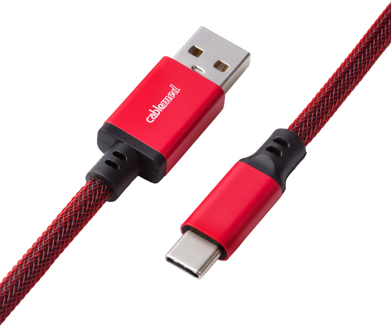 CableMod - Cabo Coiled CableMod Pro para Teclado USB A - USB Type C, 150cm - Republic Red
