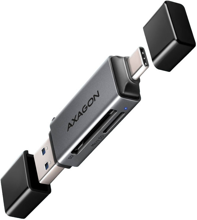 AXAGON - Leitor Cartões AXAGON CRE-DAC External USB 3.2 Gen1 Type-C+Type-A 2-slot SD/microSD