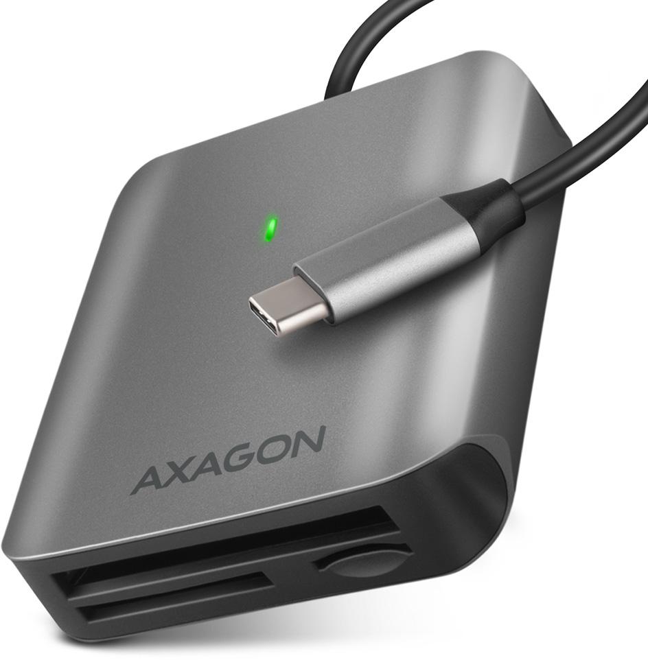 Leitor de cartões AXAGON CRE-S3C External card reader USB-C 3.2 Gen 1, 3-slot & lun SD/microSD/CF, UHS-II