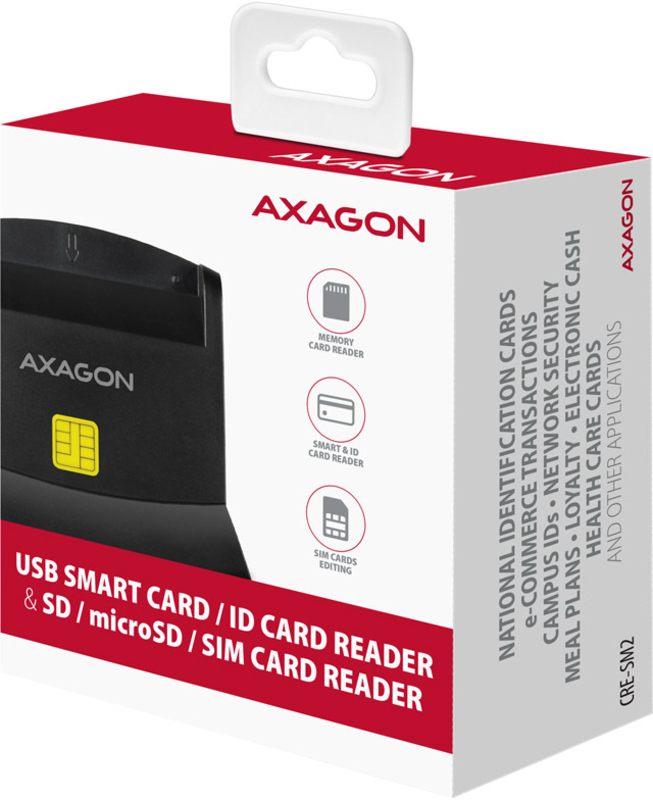 AXAGON - Leitor cartão cidadão/Smart CardSD/microSD/SIM AXAGON CRE-SM2 - USB 2.0