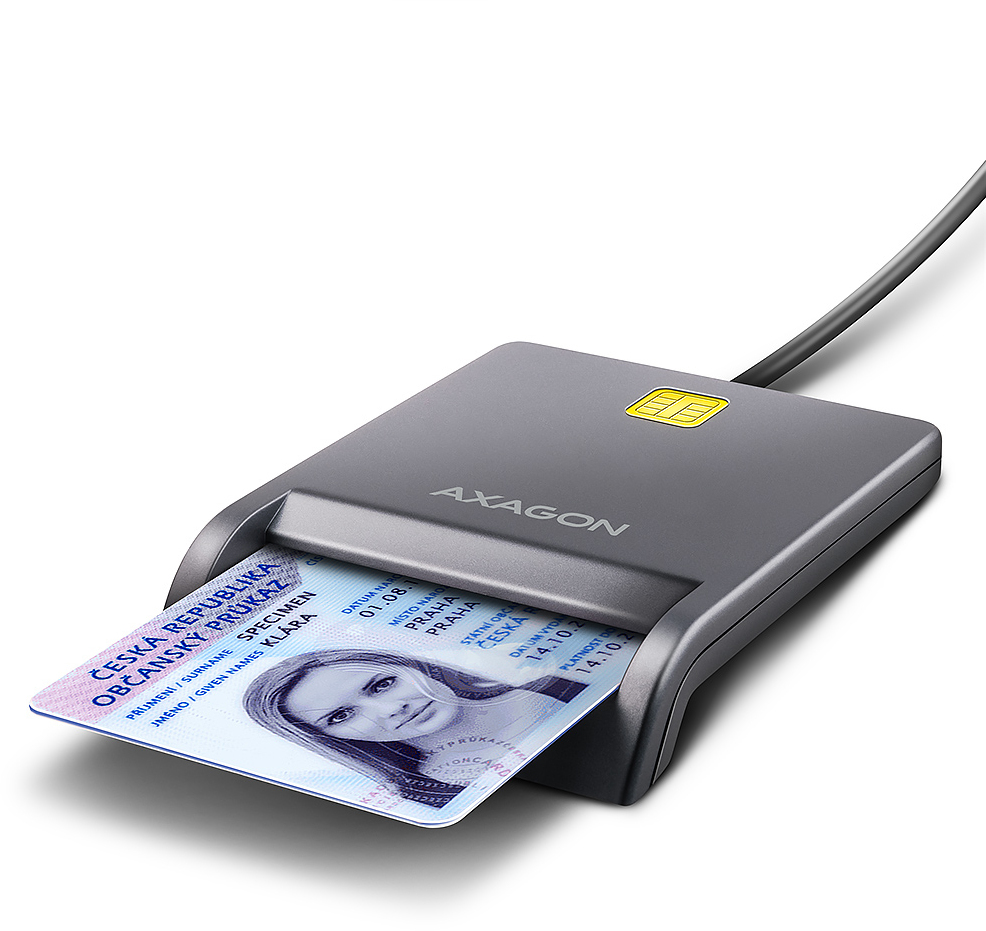 Leitor de cartões AXAGON CRE-SM3T USB Smart card FlatReader