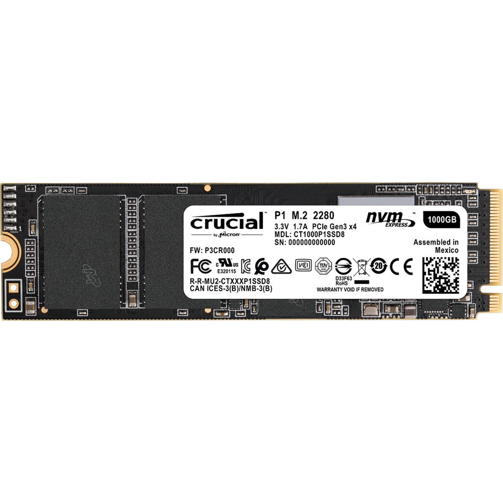 Crucial - Disco SSD Crucial P1 1TB 3D M.2 NVMe 2280