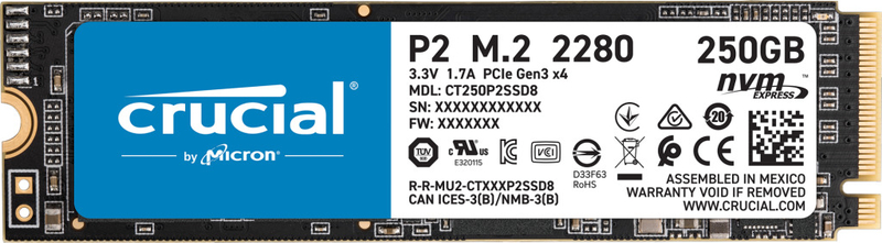 Disco SSD Crucial P2 250GB 3D M.2 NVMe 2280