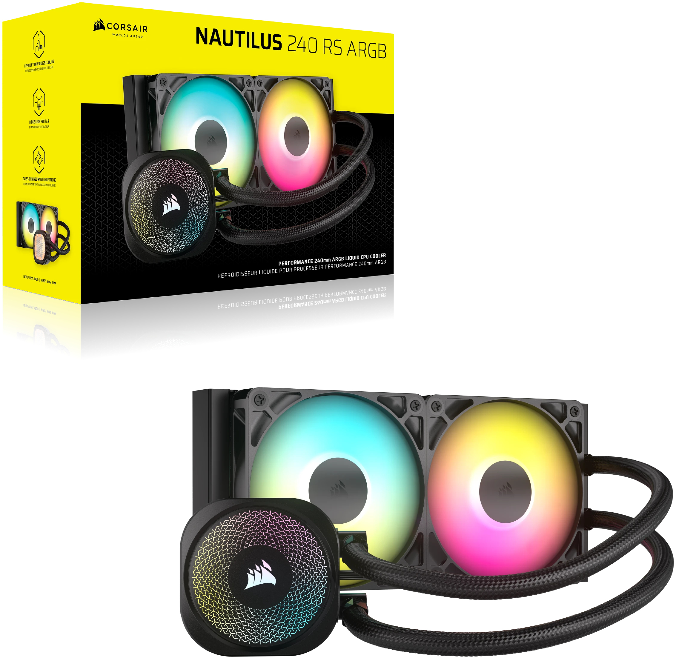 Corsair - Water Cooler CPU Corsair NAUTILUS ARGB 240mm Preto