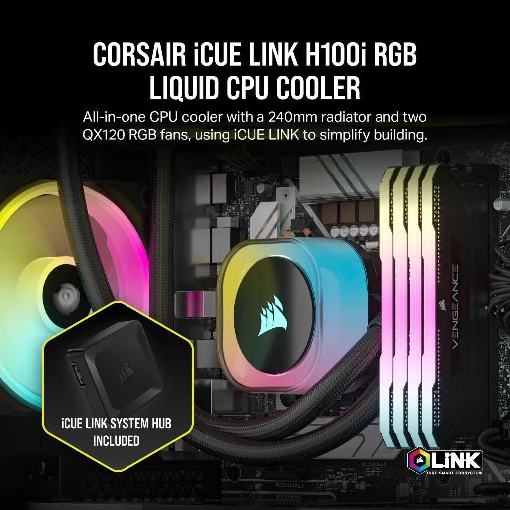 Corsair - Water Cooler CPU Corsair iCUE LINK H100i RGB 240mm Preto