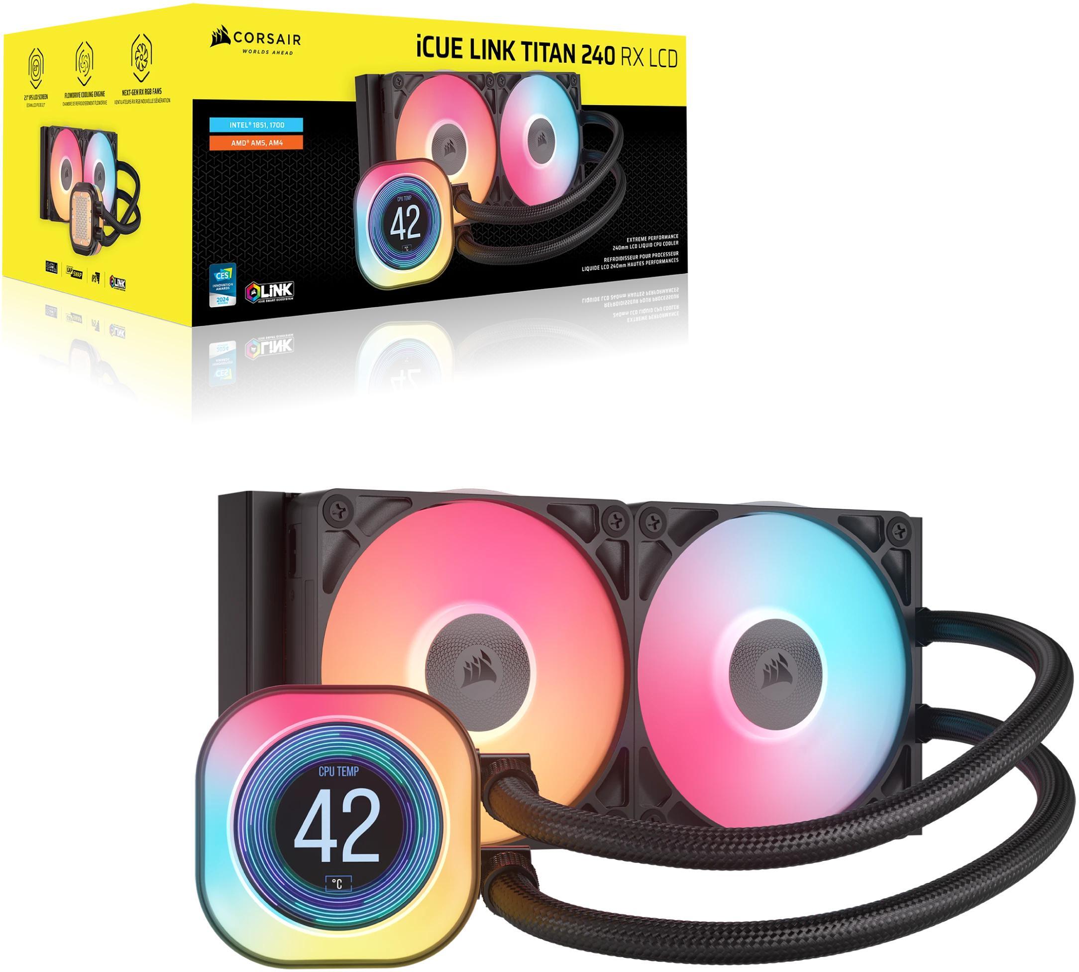 Corsair - Water Cooler CPU Corsair iCUE LINK TITAN 240 RX RGB LCD 240mm Preto