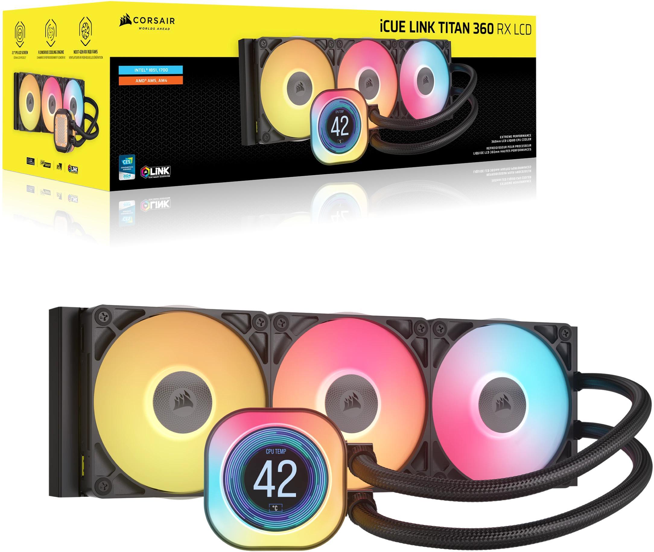 Corsair - Water Cooler CPU Corsair iCUE LINK TITAN 360 RX RGB LCD 360mm Preto