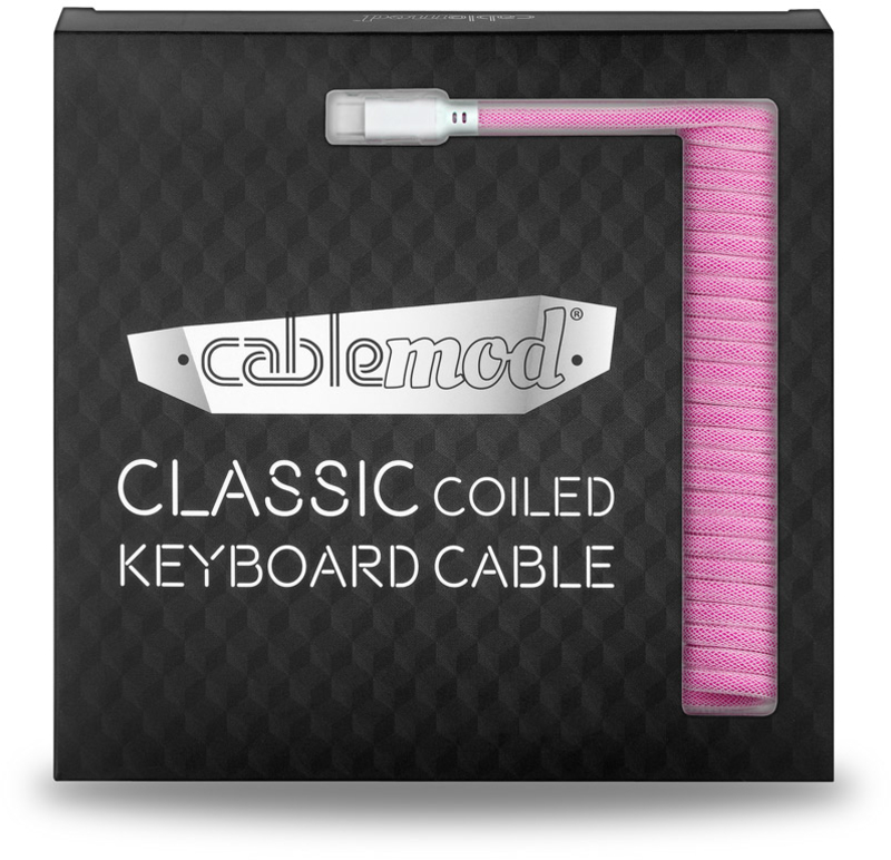 CableMod - Cabo Coiled CableMod Classic para Teclado USB A - USB Type C, 150cm - Strawberry Cream
