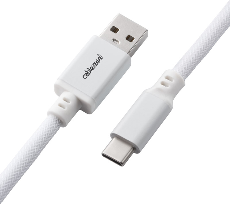 CableMod - Cabo Coiled CableMod Pro para Teclado USB A - USB Type C, 150cm - Glacier White