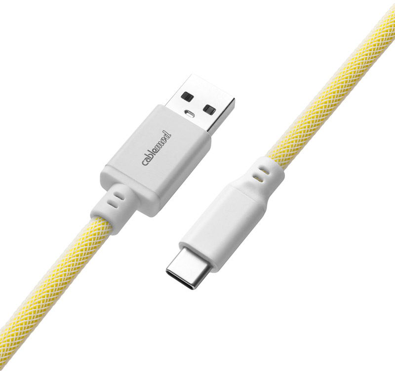CableMod - Cabo Coiled CableMod Pro para Teclado USB A - USB Type C, 150cm - Lemon Ice