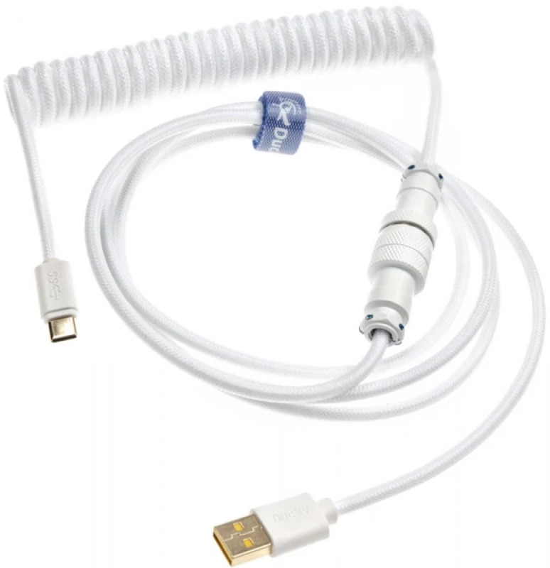 Ducky - Cabo Coiled Ducky Pure White V2, Type A - Type C USB 1.8m