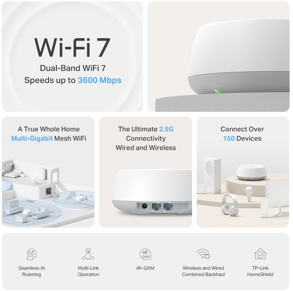 TP-Link - Sistema Mesh TP-Link Deco BE25 BE3600 Whole-Home Mesh Wi-Fi 7 (Pack 3)