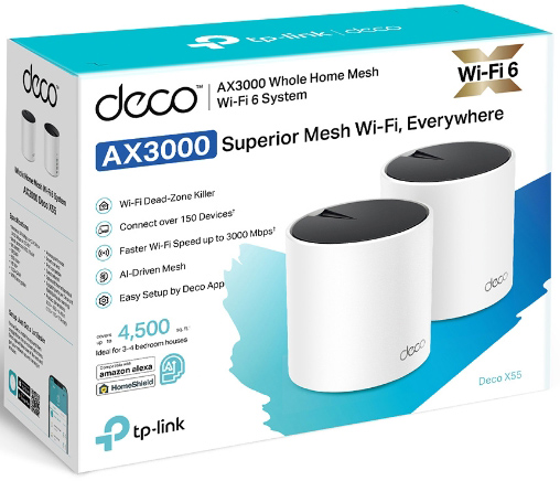 TP-Link - Sistema Mesh TP-Link Deco X55 AX3000 Whole-Home Mesh Wi-Fi 6 System (Pack 2)