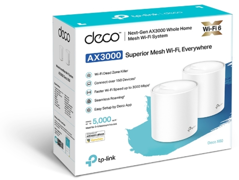 TP-Link - Sistema Mesh TP-Link Deco X60 AX6600 Whole-Home Mesh Wi-Fi 6 System (Pack 2)