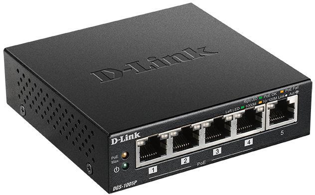 ** B Grade ** Switch D-Link DGS-1005P 5 Portas (4 x POE) 60W