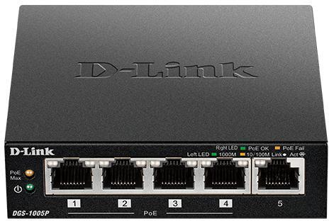 D-Link - ** B Grade ** Switch D-Link DGS-1005P 5 Portas (4 x POE) 60W