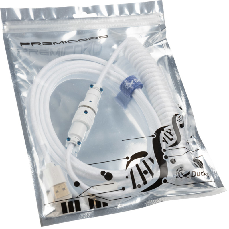 Ducky - Premicord Ducky Pure White, USB Type C - Type A, 1.8m