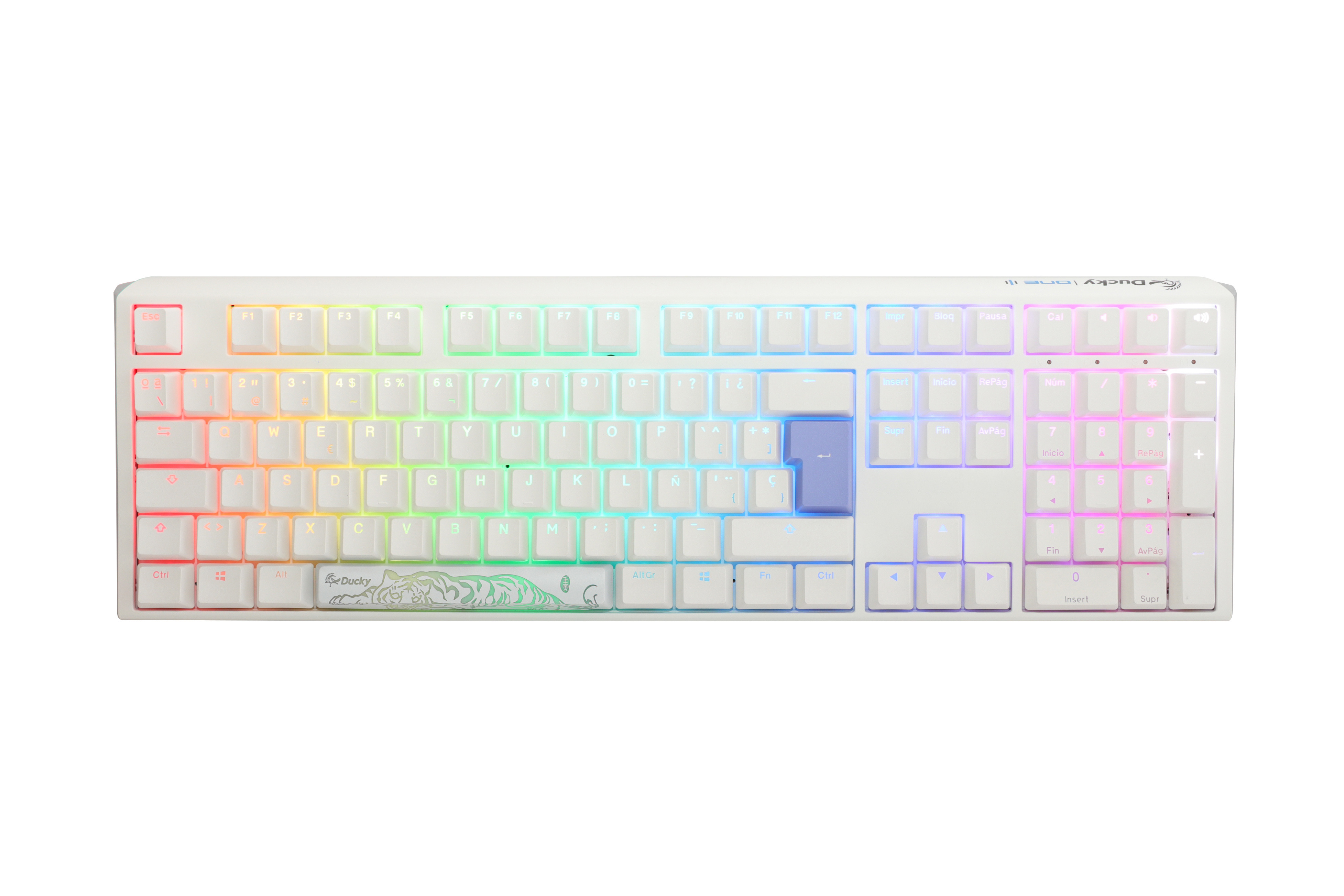Teclado Ducky ONE 3 Classic Full-Size Pure White, Hot-swappable, MX-Blue, RGB, PBT - Mecânico (ES)