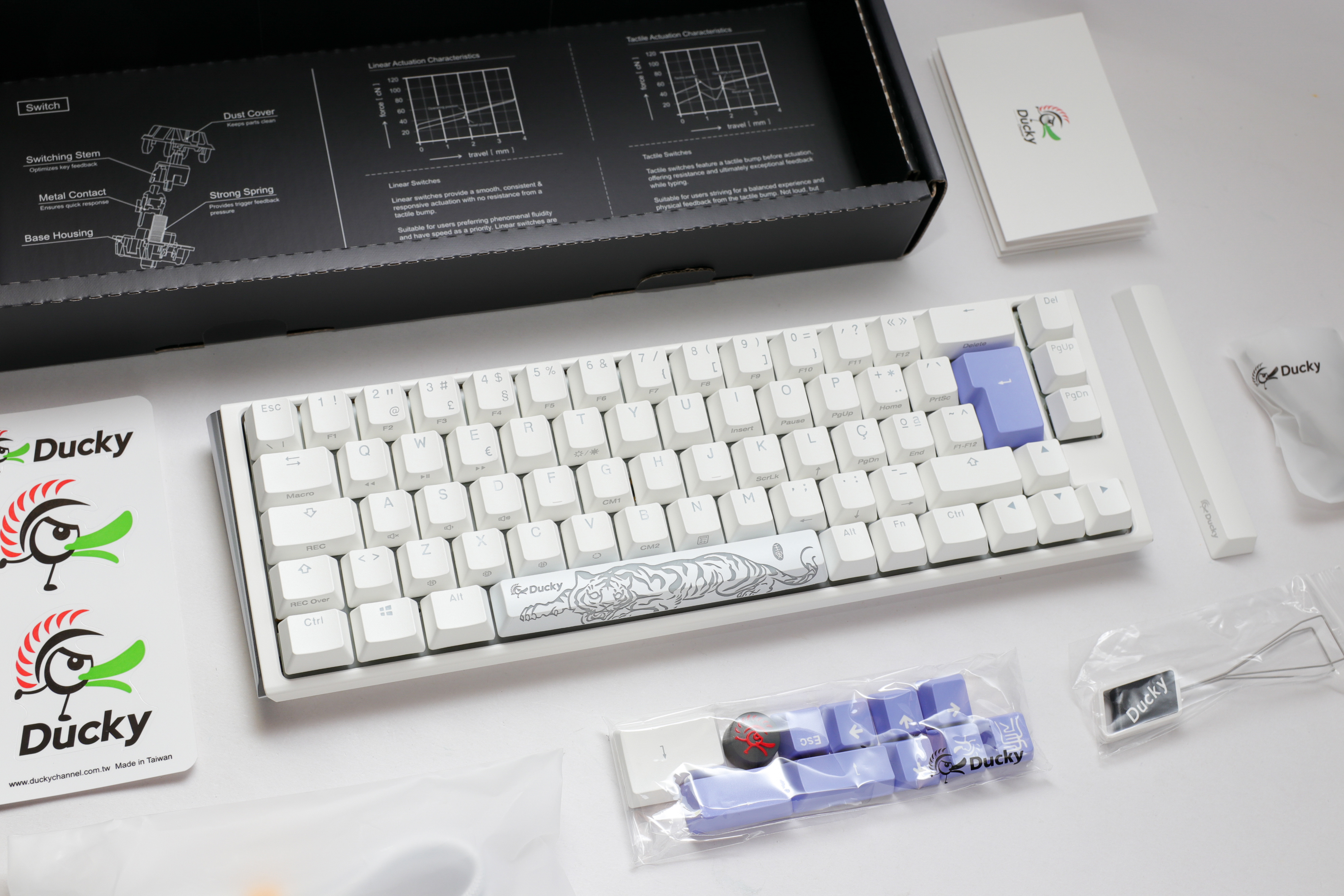 Ducky - Teclado Ducky ONE 3 Classic SF 65% Pure White, Hot-swappable, MX-Blue, RGB, PBT - Mecânico (PT)