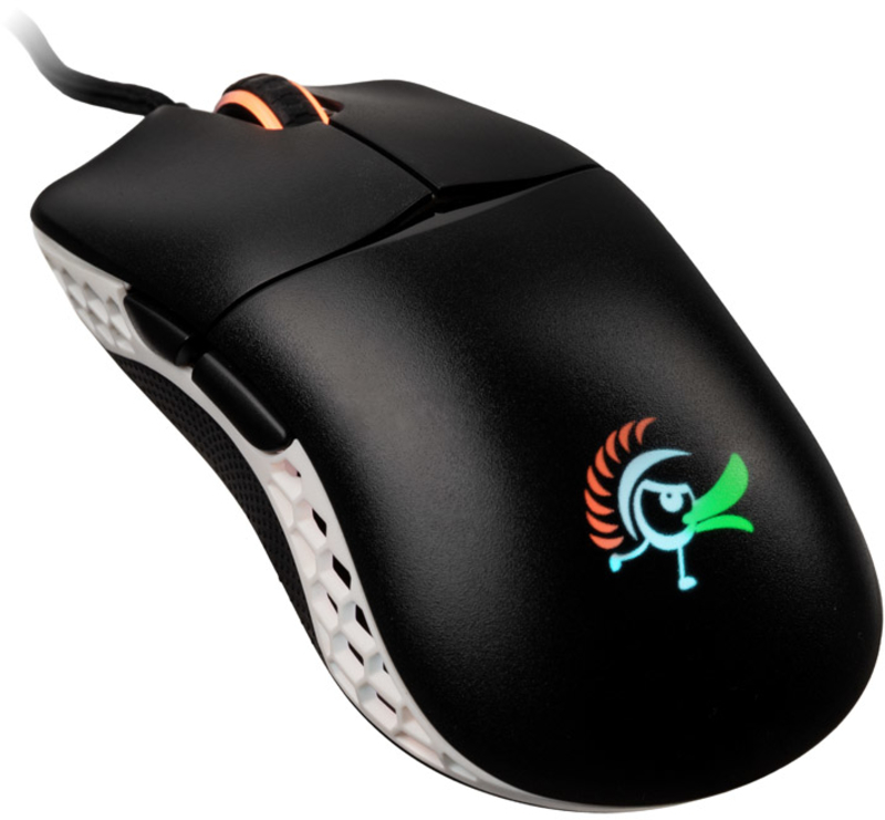 Rato Gamer Ducky Feather, ARGB, Omron Switches - Branco/Preto