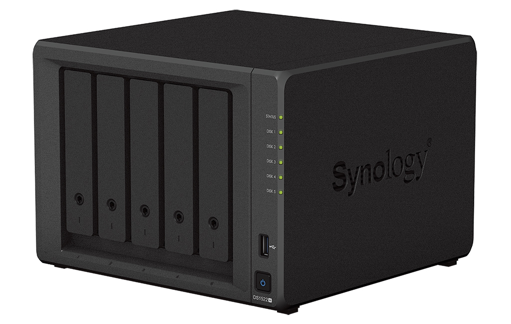 NAS Synology Disk Station DS1522+ - 5 Baías - 2.6GHz-3.1GHz 2-core - 8GB RAM
