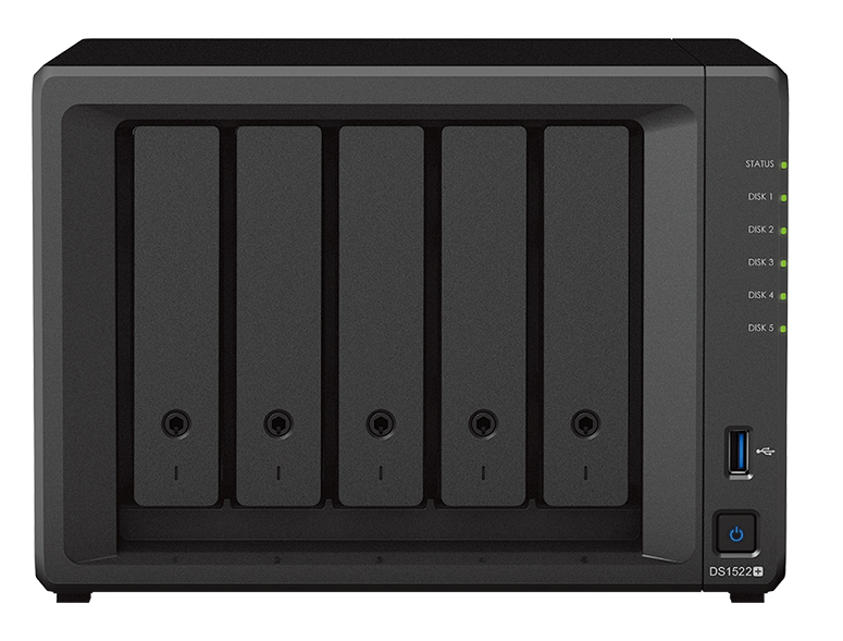 Synology - NAS Synology Disk Station DS1522+ - 5 Baías - 2.6GHz-3.1GHz 2-core - 8GB RAM