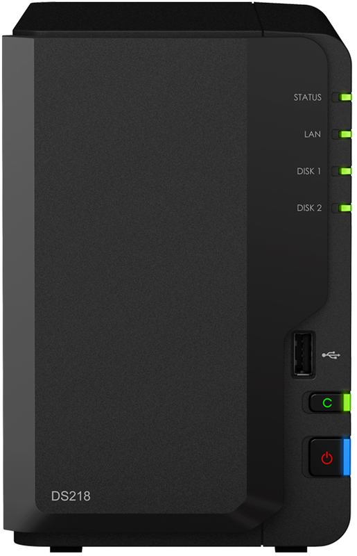 NAS Synology Disk Station DS218 - 2 Baías - 1.4GHz 4-core - 2GB RAM