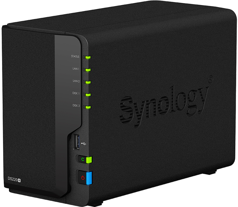 NAS Synology Disk Station DS220+ - 2 Baías - 2.0GHz-2.9GHz 2-core - 2GB RAM