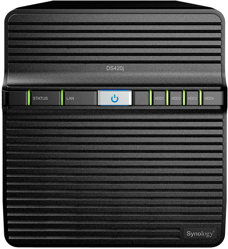 NAS Synology Disk Station DS420j - 4 Baías - 1.4GHz 4-core - 1GB RAM