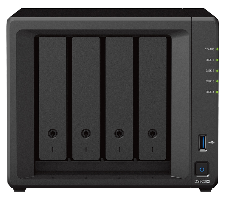 NAS Synology Disk Station DS923+ - 4 Baías - 2.6GHz-3.1GHz 2-core - 4GB RAM