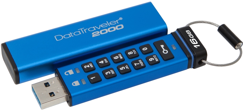 Pen Kingston DataTraveler 2000 KeyPad 256bit AES Encrypted 16GB USB3.0