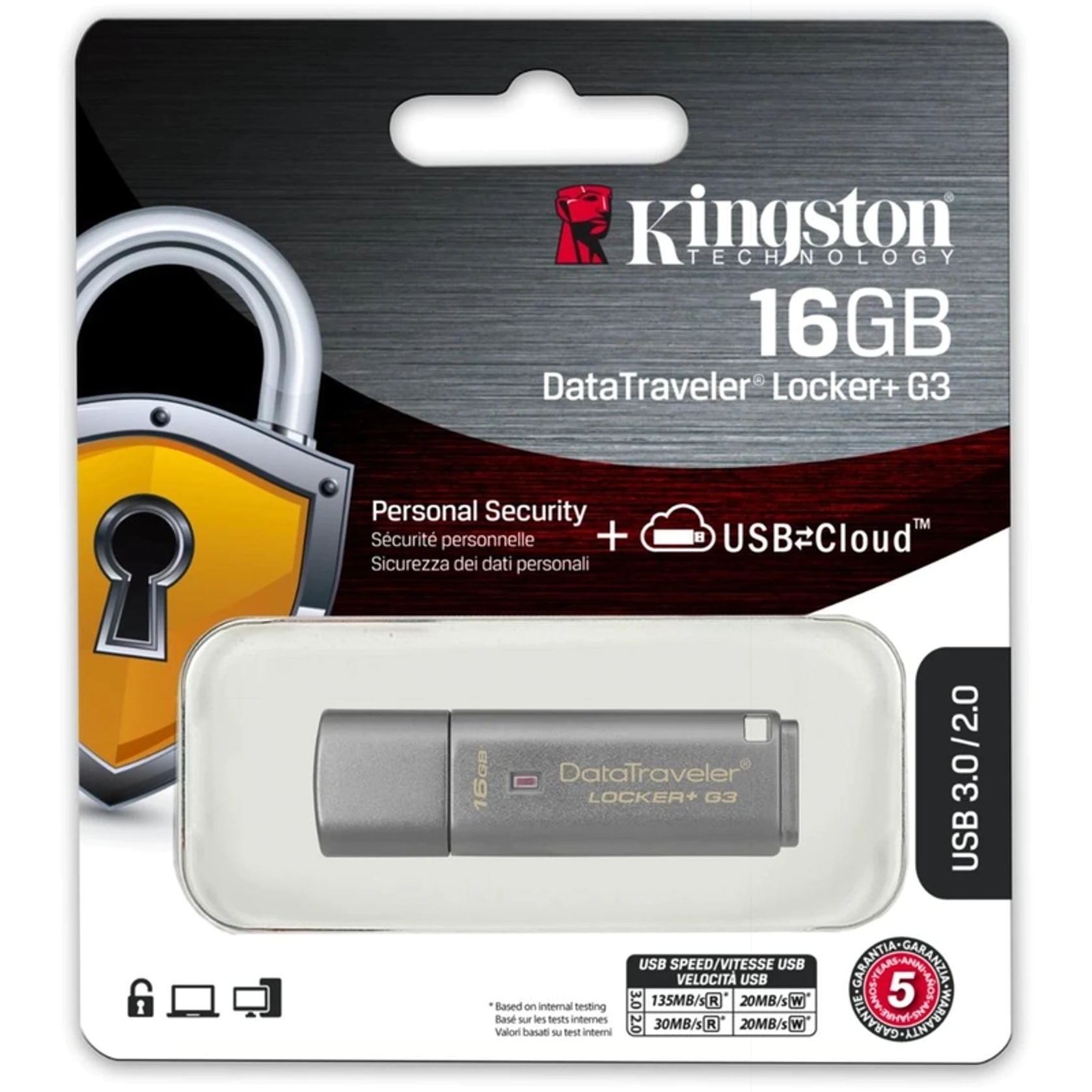 Kingston - Pen Kingston DataTraveler Locker + G3 16GB USB3.0