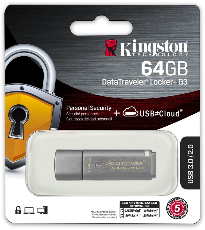 Kingston - Pen Kingston DataTraveler Locker + G3 64GB USB3.0