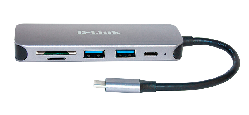 D-Link - HUB USB D-Link USB-C Macho > 2 x USB 3.0 (SS) + 1 x USB-C (Thunderbolt 3) + Leitor de Cartões