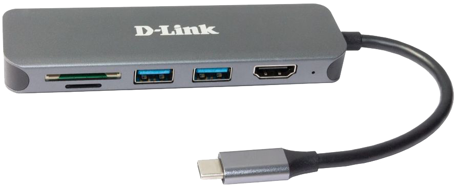 D-Link - HUB USB D-Link USB-C Macho > 2 x USB 3.0 (SS) + 1 x HDMI (4K Ready) + 1 x USB-C (PD60W) + Leitor de Cartões