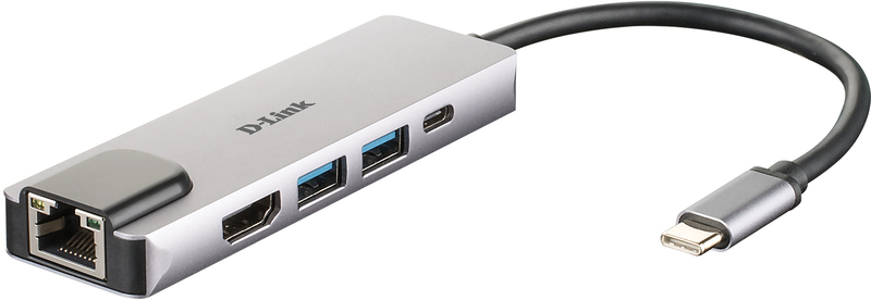 HUB USB D-Link USB-C Macho > 2 x USB 3.0 Tipo A Femea + 1 x HDMI + 1 Ethernet Gigabit + 1 x USB-C (até 60W)