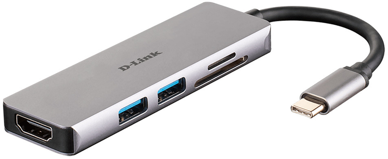 Adaptador D-Link USB-C Macho > 2 x USB 3.0 Tipo A + HDMI + Leitor de Cartões