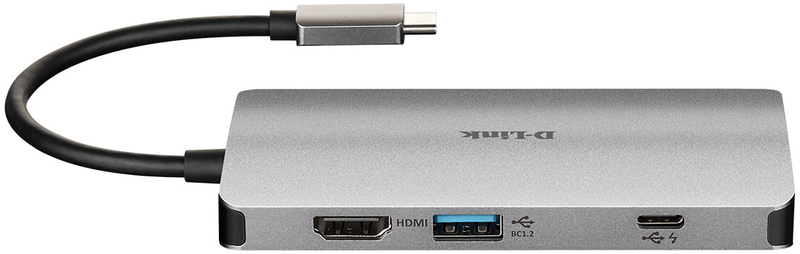 D-Link - HUB USB D-Link USB-C Macho > 3 x USB 3.0 Tipo A Femea + 1 x HDMI + Leitor Cartões (Micro SD + SD) + 1 x USB-C (até 100W)