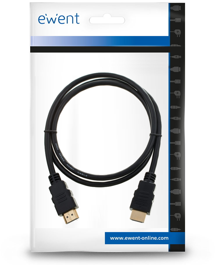 Ewent - Cabo HDMI 2.1 Ewent EC1319 Ultra High Speed c/ Ethernet 8K 60Hz 1.5m Preto