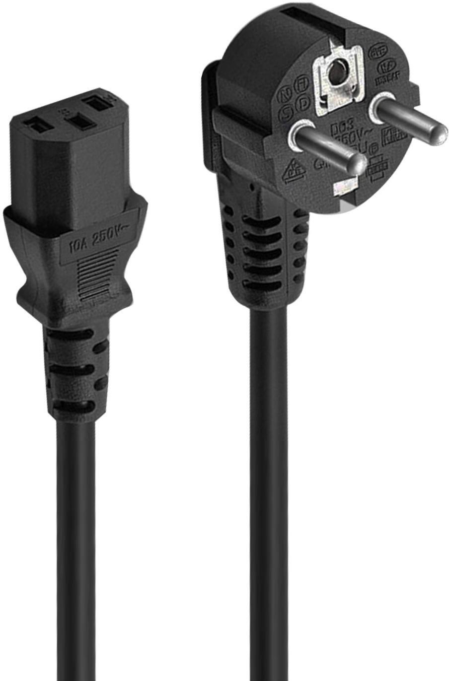 Ewent - Cabo de Alimentação Ewent EC1901 Shuko Plug > IEC, Angled 90°, 3m Preto