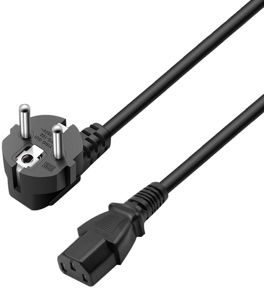 Ewent - Cabo de Alimentação Ewent EC1901 Shuko Plug > IEC, Angled 90°, 3m Preto