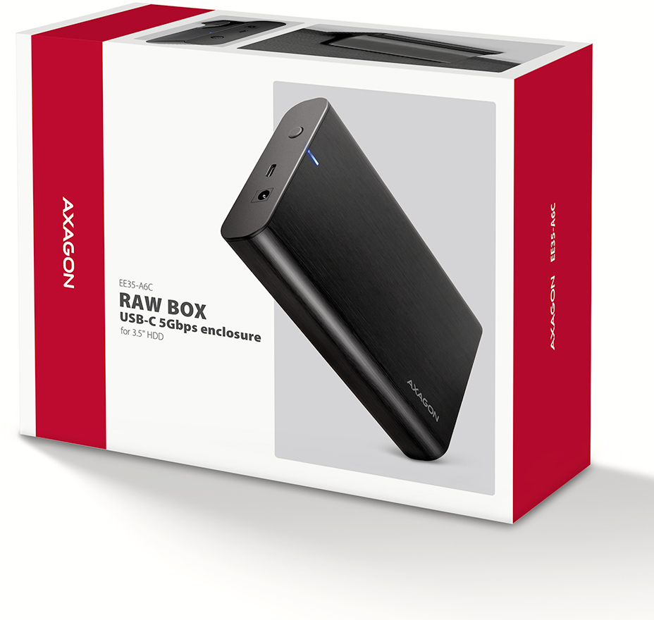 AXAGON - Caixa HDD Externa AXAGON EE35-A6C USB-C 3.2 Gen 1 - SATA 6G, 3.5" screwless Preta