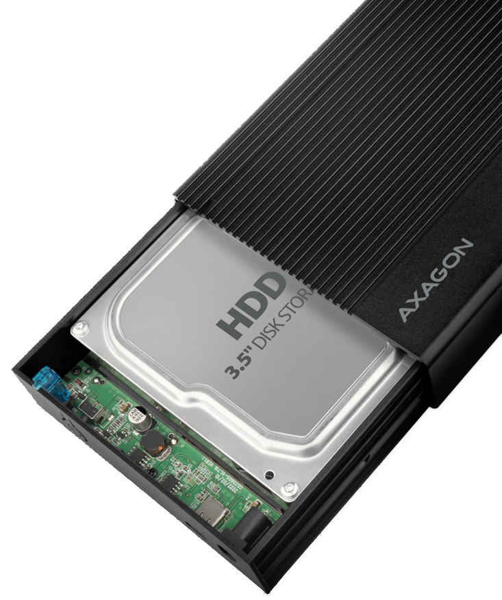 AXAGON - Caixa Externa AXAGON EE35-GTR USB-C 3.2 Gen 1 - SATA 6G, 3.5" External RIBBED box BLACK