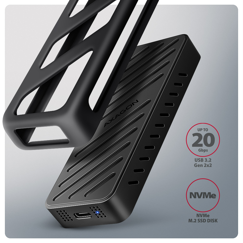 AXAGON - Caixa Externa AXAGON EEM2-20G USB-C 20Gbps - M.2 NVMe SSD ARMORED box