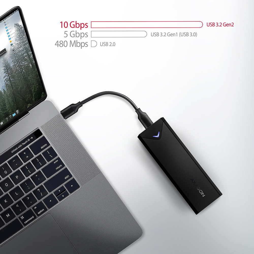 AXAGON - Caixa SSD AXAGON EEM2-UB2 USB-C 3.2 Gen2 - M.2 NVMe SSD ARROW