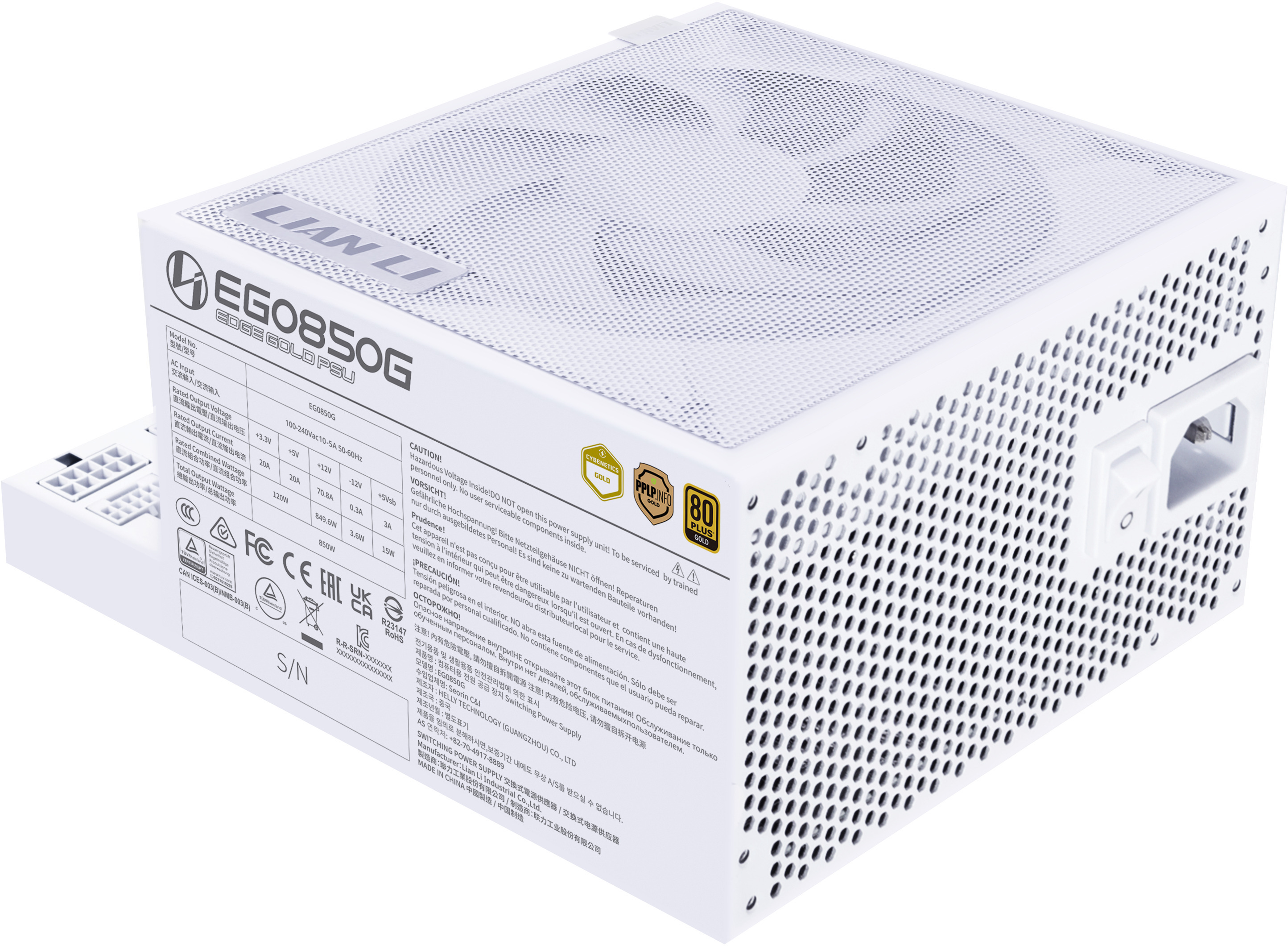 Lian Li - Fonte Modular Lian Li Edge 850W 80+ Gold Branco