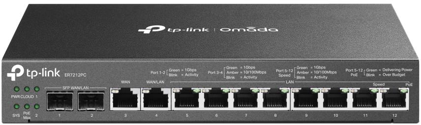 TP-Link - Router TP-Link Omada 3 em 1 ER7212PC 12x Gigabit (8x PoE LAN + 1x WAN + 1x Wan/Lan + 2x SFP/WAN/LAN)